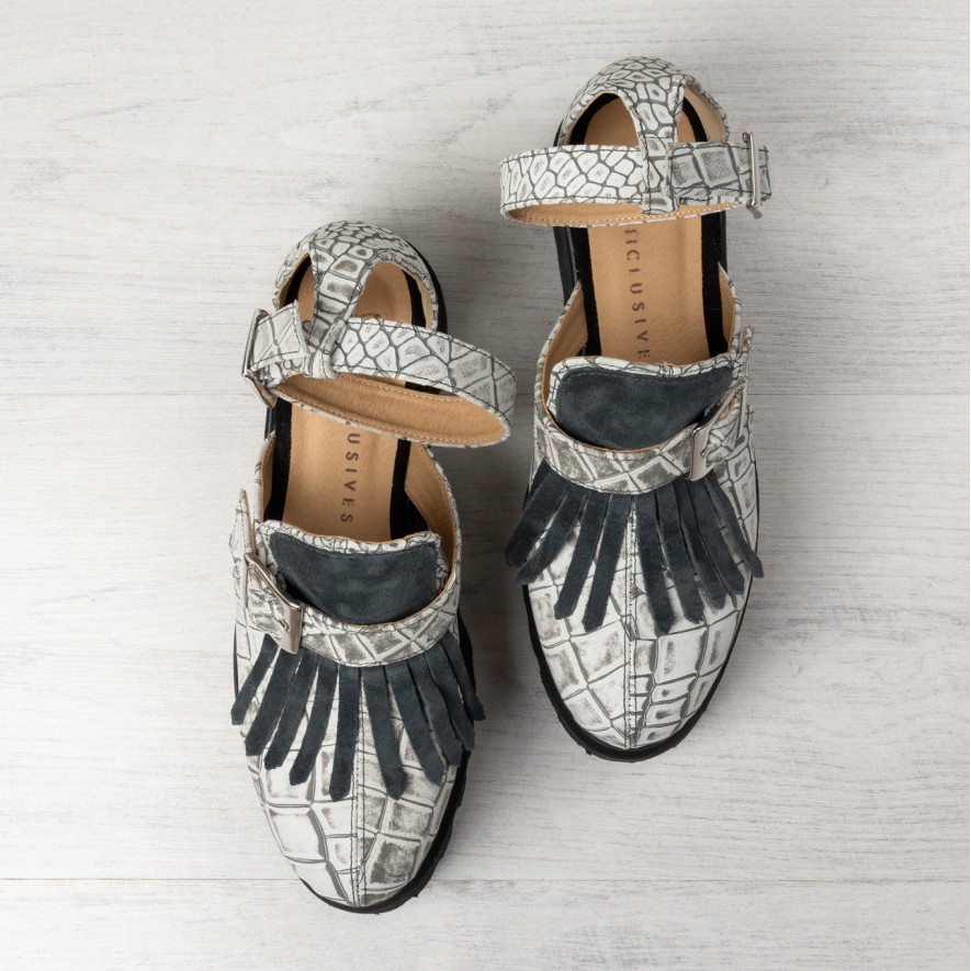 *Pantofi - Amur - Croco Grey